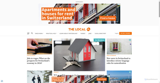 Security scan screenshot of https://www.thelocal.ch/