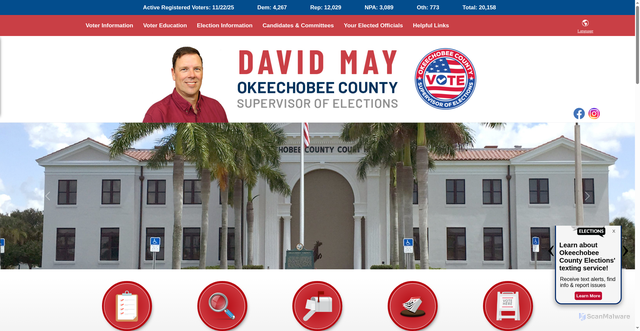 Security scan screenshot of https://www.voteokeechobee.gov/