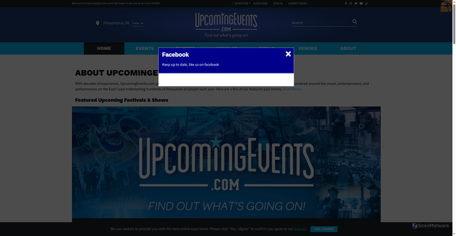 Security scan screenshot of https://www.upcomingevents.com/