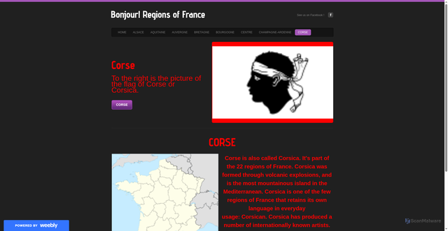 Security scan screenshot of https://bonjourfrenchregions.weebly.com/corse.html