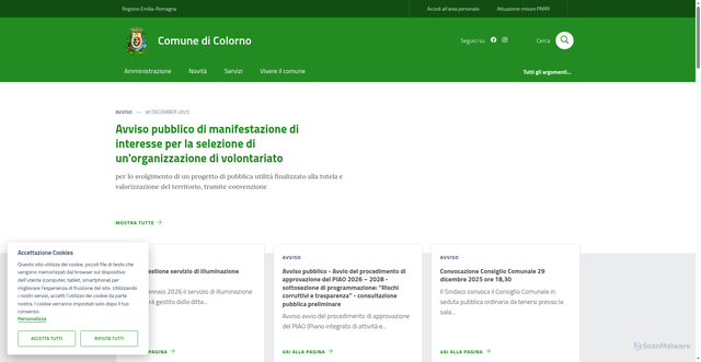 Security scan screenshot of https://www.comune.colorno.pr.it/