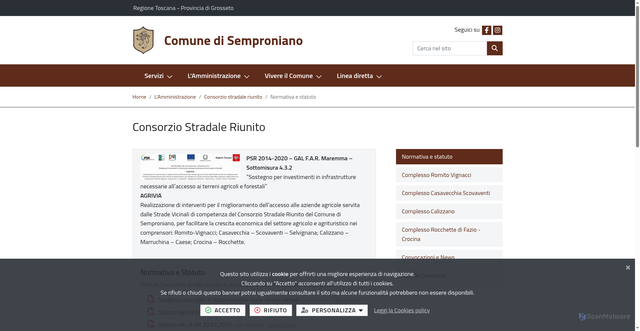 Security scan screenshot of https://www.comune.semproniano.gr.it/it-it/consorzio