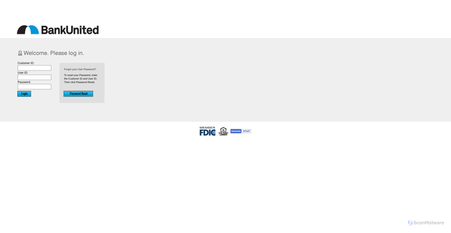 Security scan screenshot of https://www.bankunitedbusinessonlinebanking.com