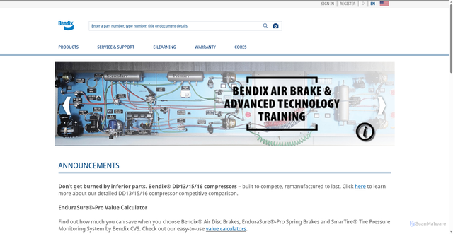 Security scan screenshot of https://b2bendix.com