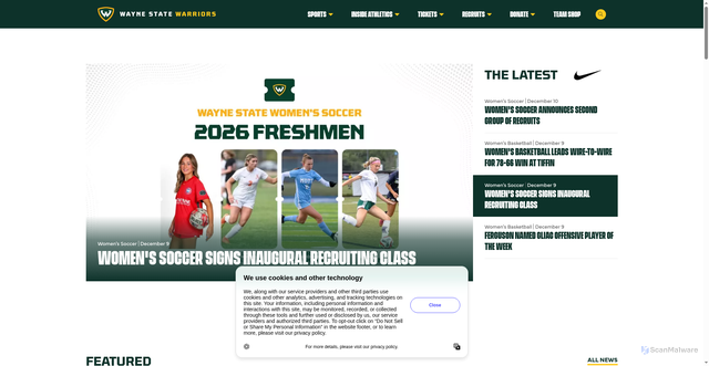 Security scan screenshot of https://wsuathletics.com/