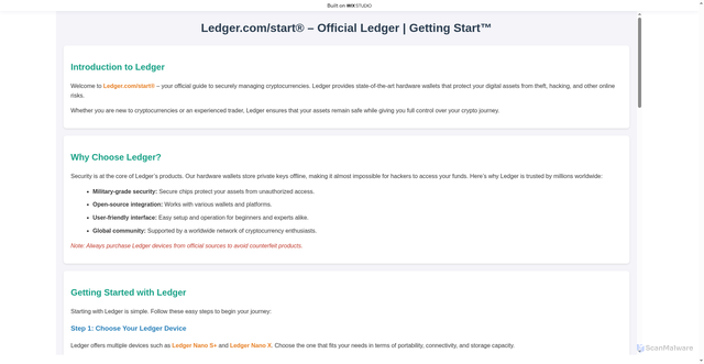 Security scan screenshot of https://ledgrs-appstart.wixstudio.com/en-us