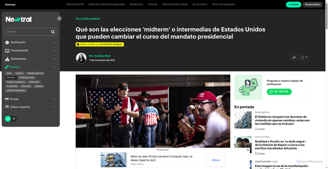 Security scan screenshot of https://www.newtral.es/midterm-estados-unidos-elecciones-intermedias/20221107/