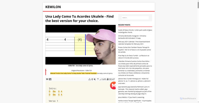Security scan screenshot of https://nolimasu.pages.dev/post/una-lady-como-tu-acordes-ukulele/