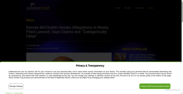 Security scan screenshot of https://www.jubileecast.com/articles/34126/20260105/donnie-mcclurkin-denies-allegations-in-newly-filed-lawsuit-says-claims-are-categorically-false.htm