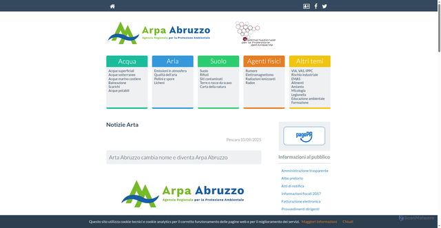 Security scan screenshot of https://www.artaabruzzo.it/