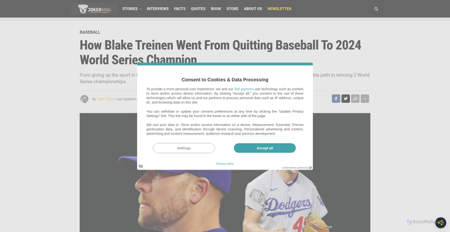 Security scan screenshot of https://jokermag.com/blake-treinen-mlb-story/