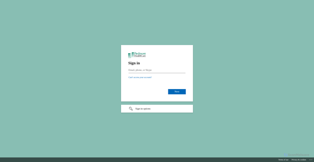 Security scan screenshot of https://piedmonthealthcare0-my.sharepoint.com