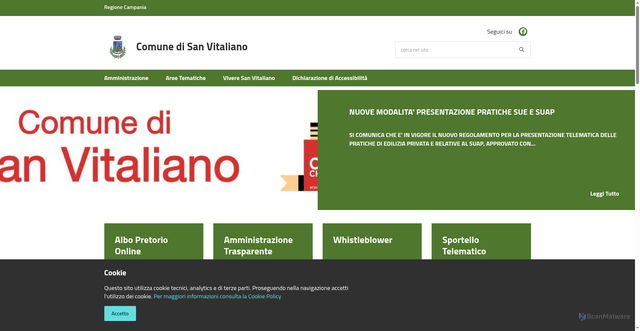 Security scan screenshot of https://www.comune.sanvitaliano.na.it/it