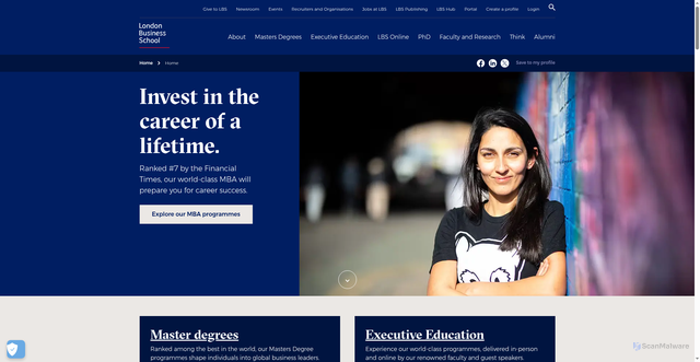 Security scan screenshot of https://www.london.edu/