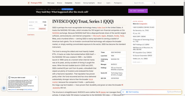 Security scan screenshot of https://pomegra.io/wiki/qqq-stock/