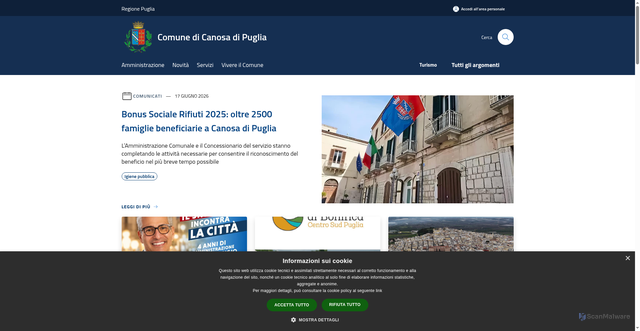 Security scan screenshot of https://www.comune.canosa.bt.it/