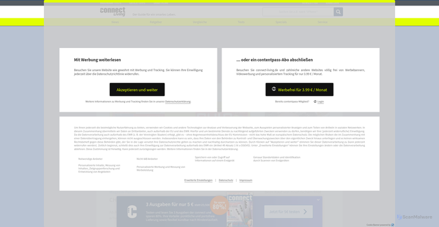 Security scan screenshot of https://connect-living.de