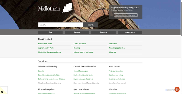 Security scan screenshot of http://www.midlothian.gov.uk