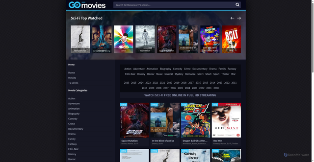 Security scan screenshot of https://moviesdl.net/films/sci-fi/