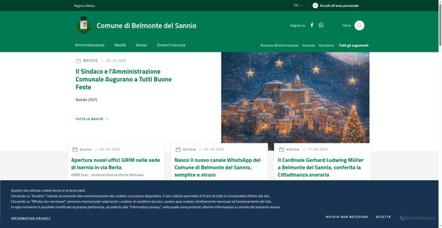 Security scan screenshot of https://www.comune.belmontedelsannio.is.it/
