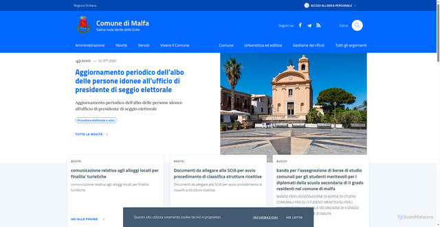 Security scan screenshot of https://www.comune.malfa.me.it/