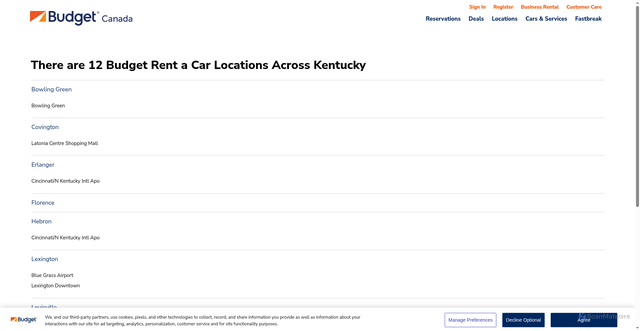 Security scan screenshot of https://www.budget.ca/en/locations/us/ky
