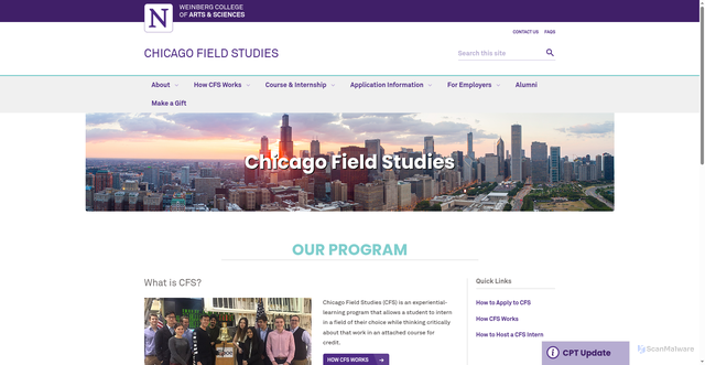 Security scan screenshot of https://internships.northwestern.edu