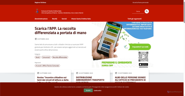 Security scan screenshot of https://www.comune.santacristinagela.pa.it/
