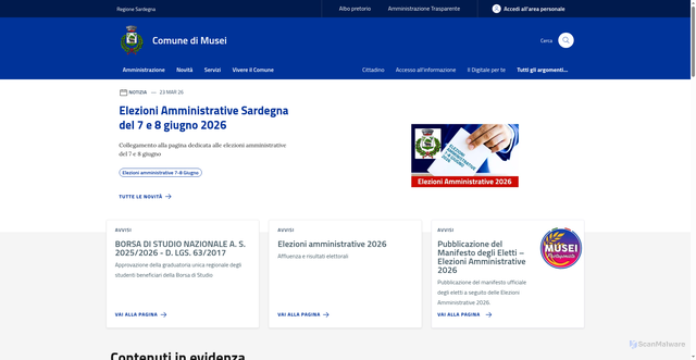 Security scan screenshot of https://comune.musei.ci.it