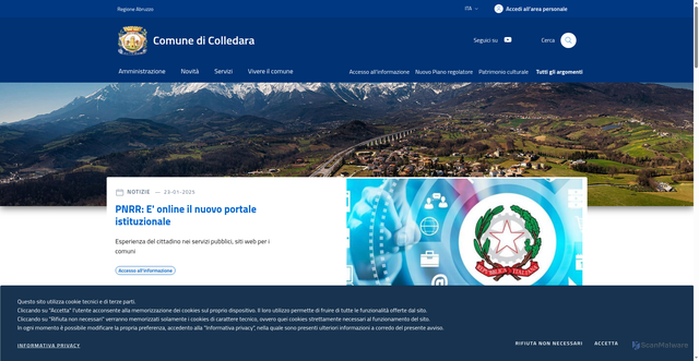 Security scan screenshot of https://www.comune.colledara.te.it/