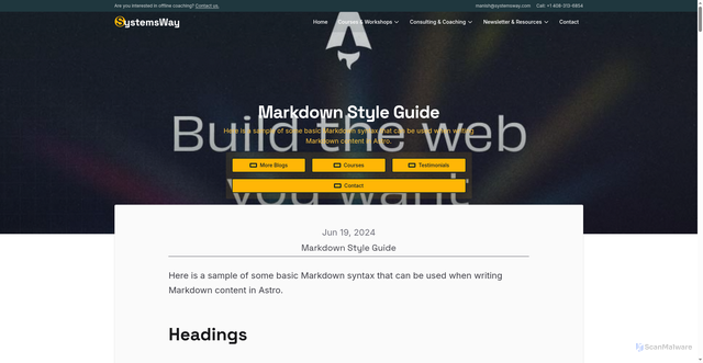 Security scan screenshot of https://systemsway-website.pages.dev/blog/markdown-style-guide/
