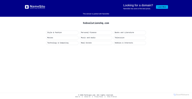 Security scan screenshot of hsbsolutionshq.com