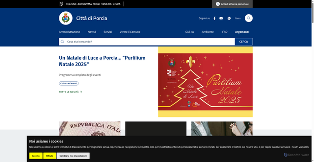 Security scan screenshot of https://www.comune.porcia.pn.it/