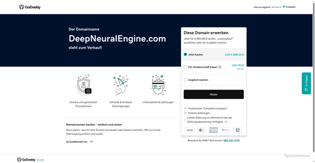 Security scan screenshot of http://deepneuralengine.com/
