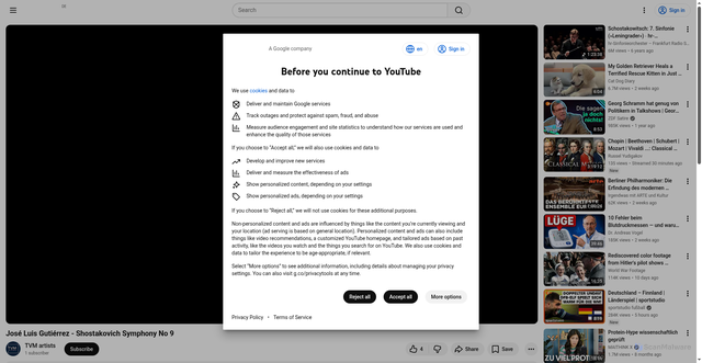 Security scan screenshot of https://www.youtube.com/watch?v=Z0AY6GW3R54