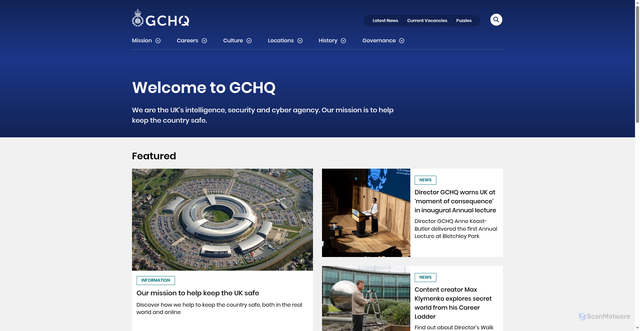 Security scan screenshot of http://www.gchq.gov.uk/