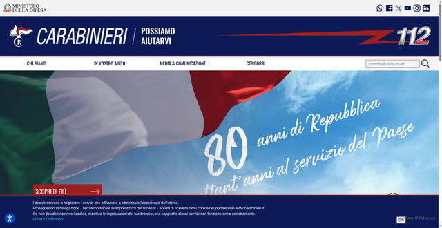 Security scan screenshot of https://www.carabinieri.it