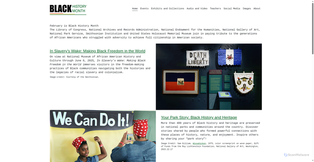 Security scan screenshot of https://www.blackhistorymonth.gov/