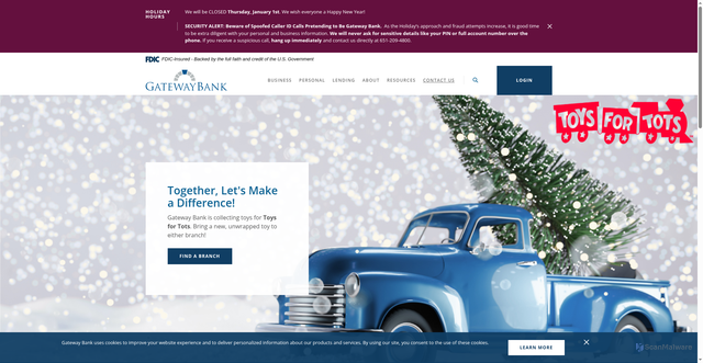 Security scan screenshot of https://www.gateway.bank/