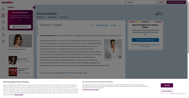 Security scan screenshot of https://simoncowell.fandom.com/wiki/Simon_Cowell