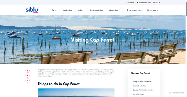Security scan screenshot of https://siblu.co.uk/cap-ferret-activities-and-attractions