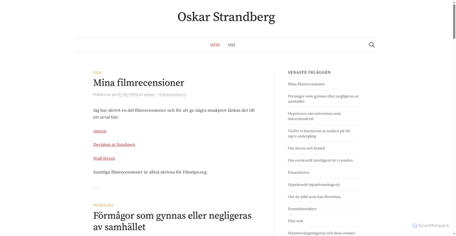 Security scan screenshot of https://oskarstrandberg.se