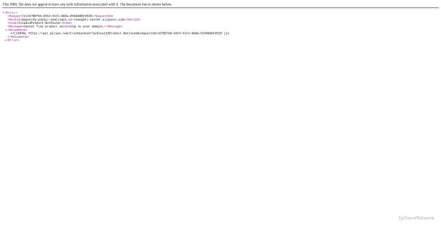 Security scan screenshot of https://popunify-public-dualstack.cn-zhangbei-center.aliyuncs.com