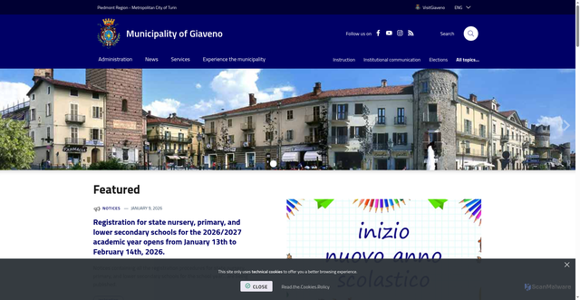 Security scan screenshot of https://www.comune.giaveno.to.it/it-it/home