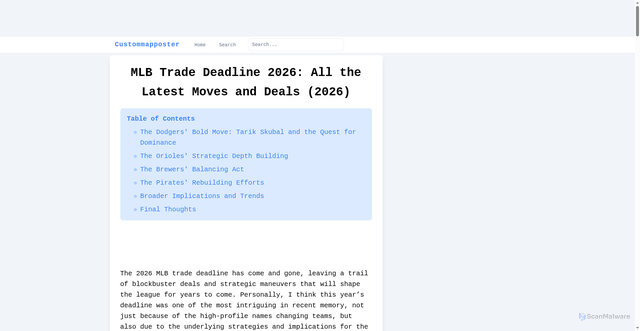 Security scan screenshot of https://clevelandtrack.com/article/mlb-trade-deadline-2026-all-the-latest-moves-and-deals