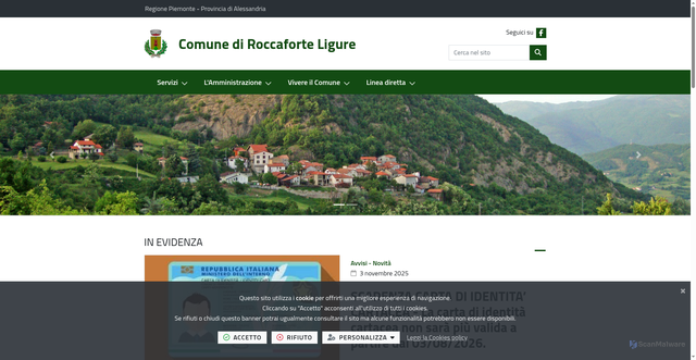 Security scan screenshot of https://www.comune.roccaforteligure.al.it/it-it/home