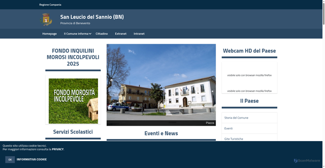Security scan screenshot of https://www.comune.sanleuciodelsannio.bn.it/hh/index.php