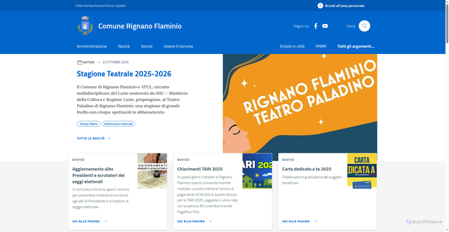 Security scan screenshot of https://www.comune.rignanoflaminio.rm.it/