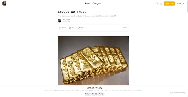 Security scan screenshot of https://paulkrugman.substack.com/p/ingots-we-trust