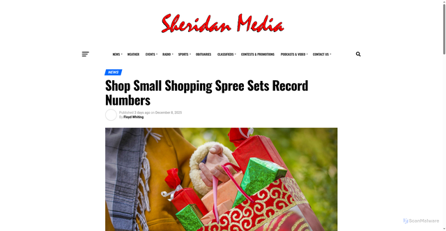 Security scan screenshot of https://sheridanmedia.com/alt/213678/shop-small-shopping-spree-sets-record-numbers/